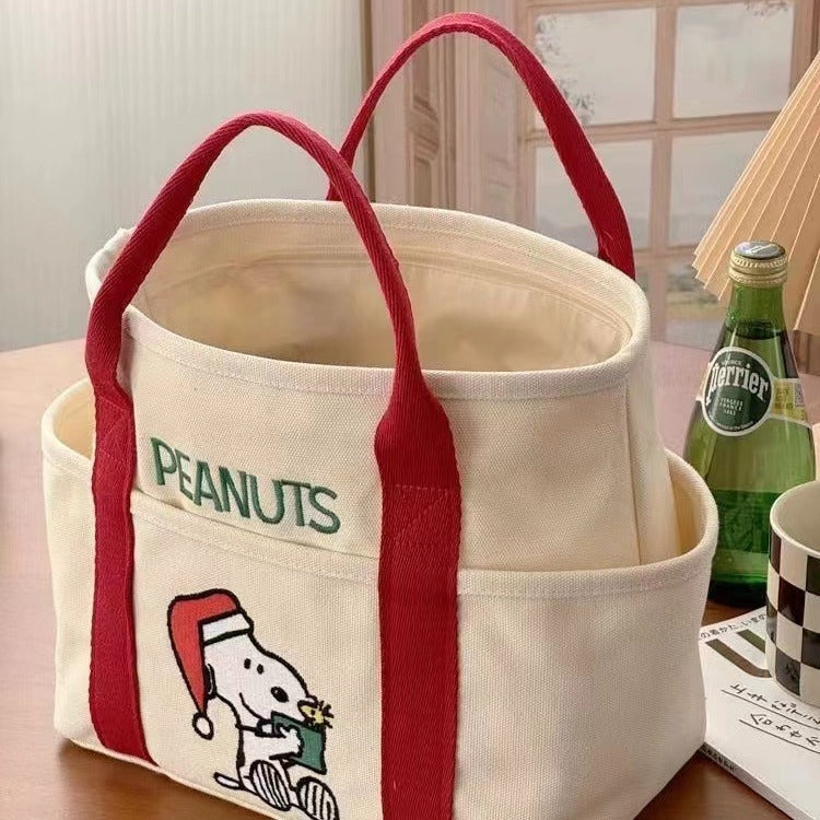 Cartoon Embroidery Snoopy Canvas Tote Bag