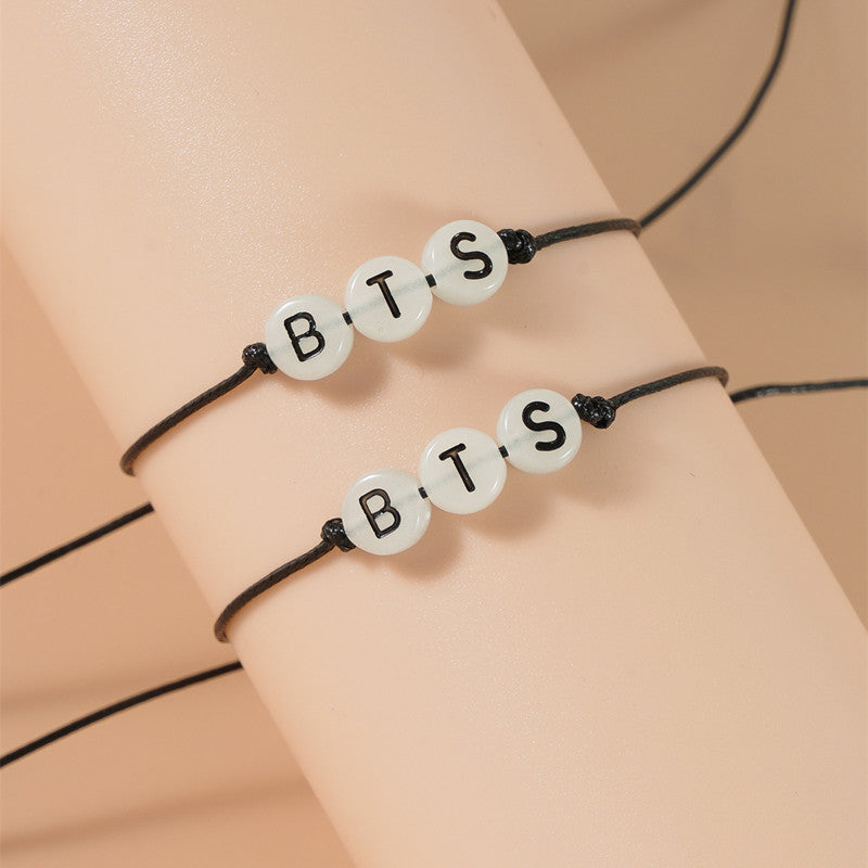 Adjustable Luminous Letter Bracelet Set