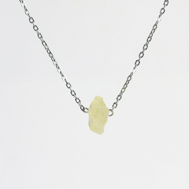 Raw Crystal Stone Necklace with Gold Chain