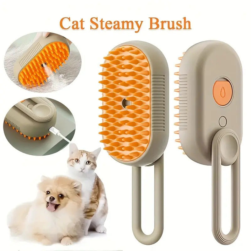 Electric Pet Grooming Spray Brush with Steam Function