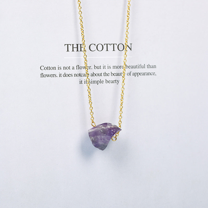Raw Crystal Stone Necklace with Gold Chain
