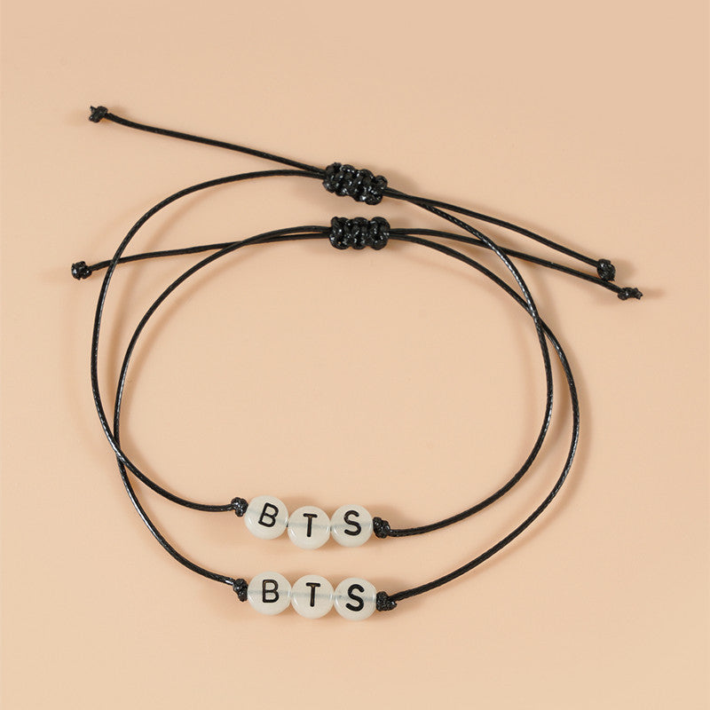 Adjustable Luminous Letter Bracelet Set