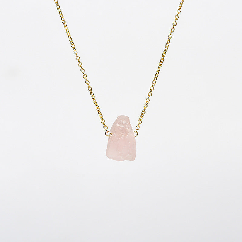 Raw Crystal Stone Necklace with Gold Chain