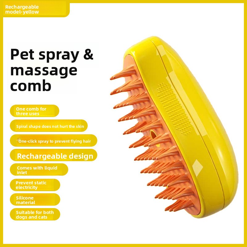 Electric Pet Grooming Spray Brush with Steam Function