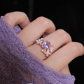 Adjustable Purple Zircon Flower Ring