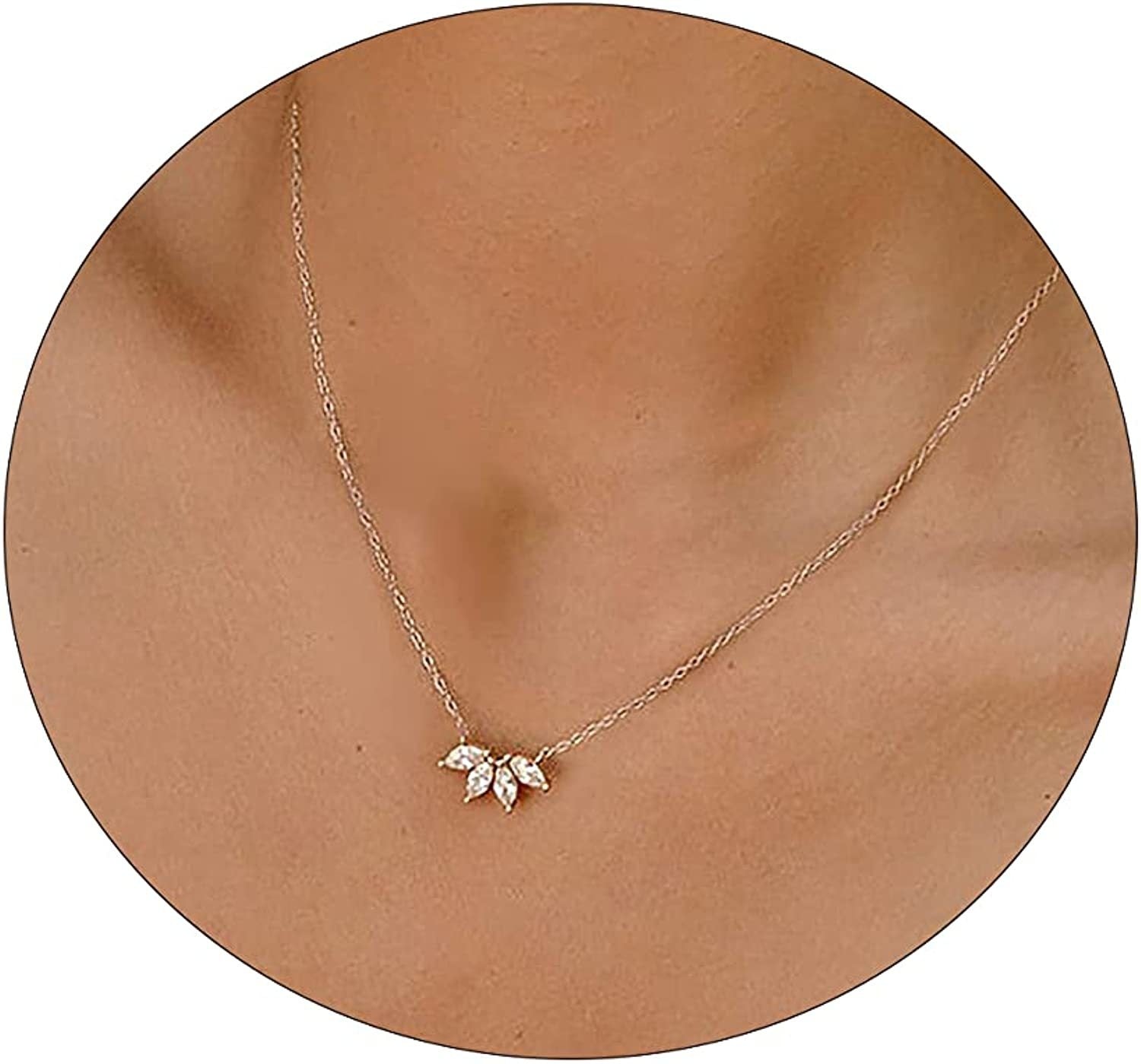 Gold Cross Chain Zircon Pendant Necklace