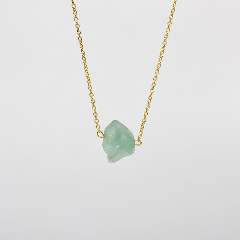 Raw Crystal Stone Necklace with Gold Chain