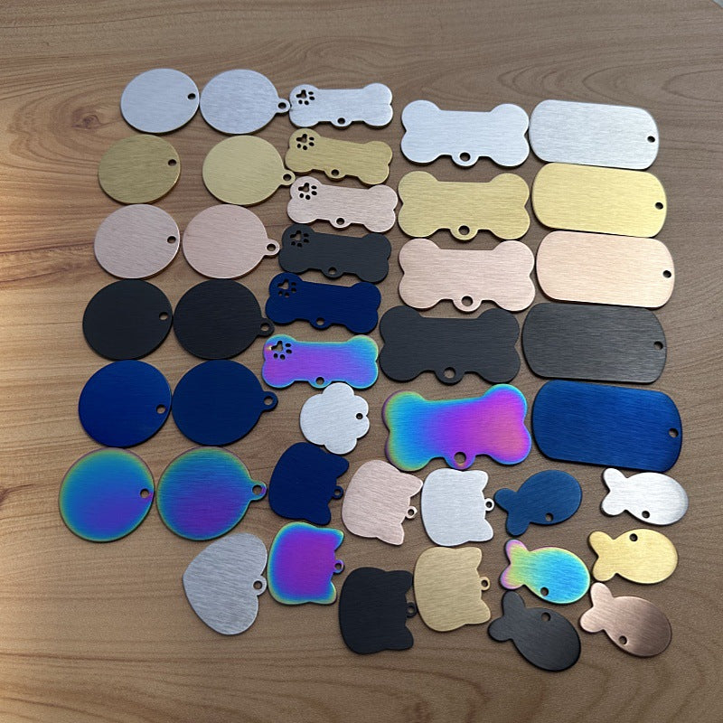 Brushed Stainless Steel Pet Tag with Multiple Designs