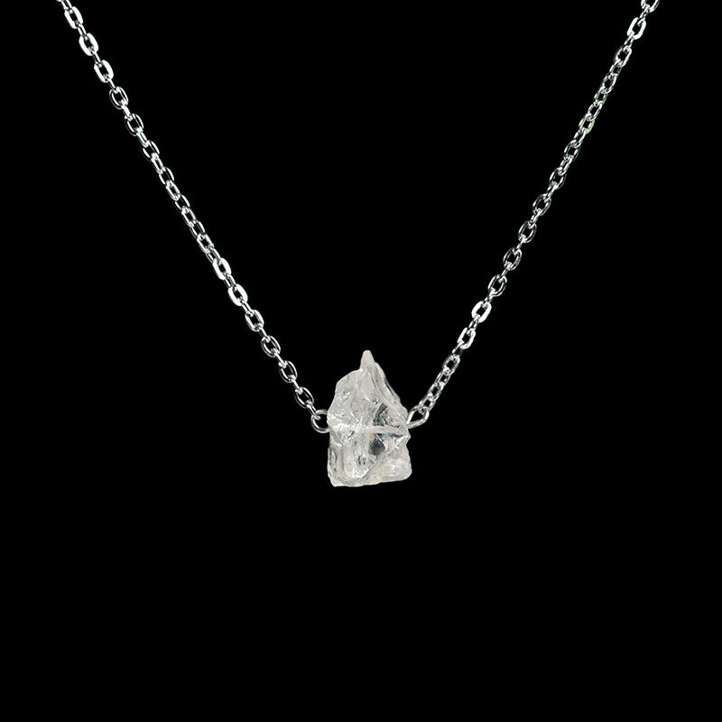 Raw Crystal Stone Necklace with Gold Chain