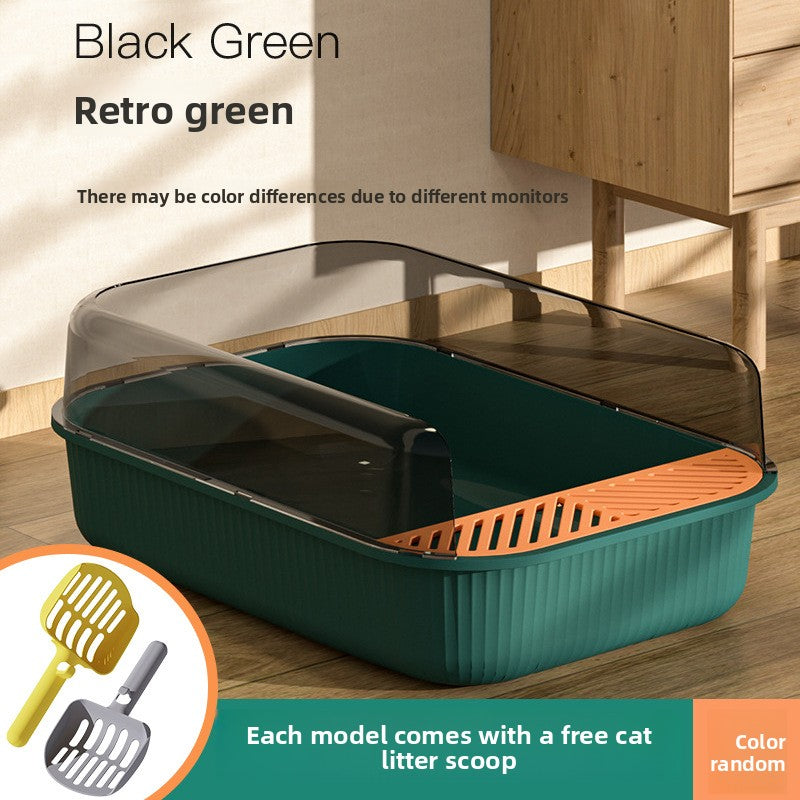 Semi-Enclosed Top Entry Cat Litter Box