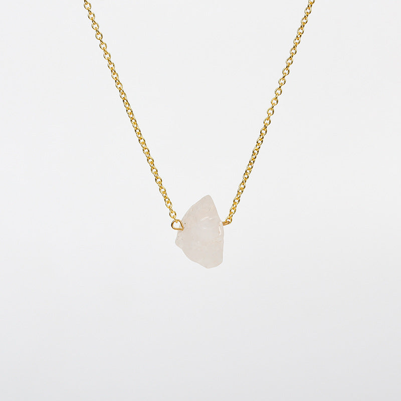 Raw Crystal Stone Necklace with Gold Chain