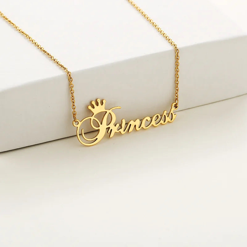 Titanium Steel Princess Crown Pendant Necklace