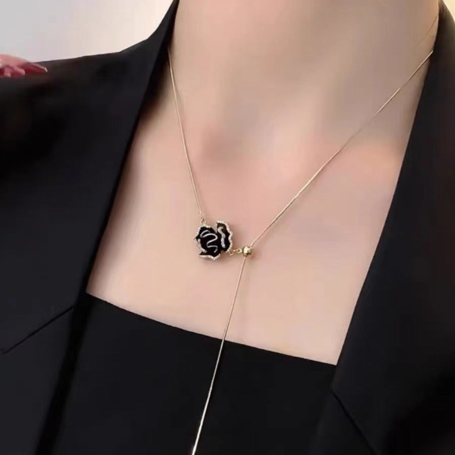Minimalist Rose Flower Titanium Steel Necklace