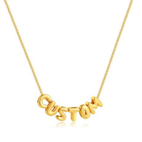 Bubble Letter Alphabet Pendant Necklace