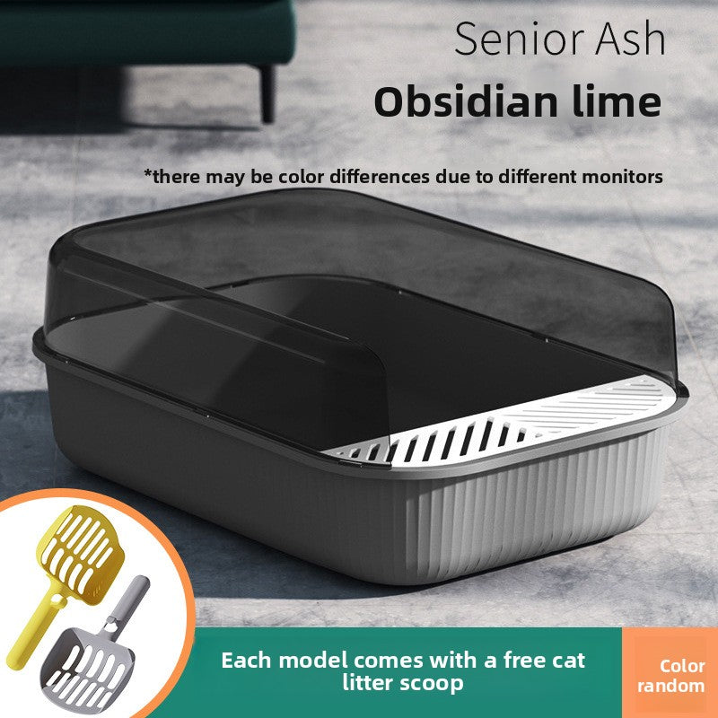 Semi-Enclosed Top Entry Cat Litter Box