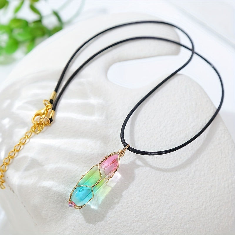 Geometric Crystal Pendant Necklace