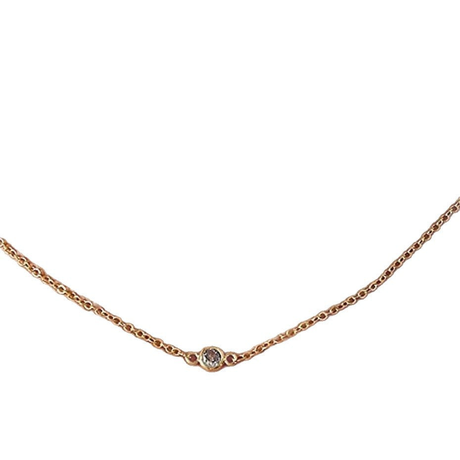 Gold Cross Chain Zircon Pendant Necklace
