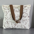 Women Canvas Tote Bag with Cartoon Design