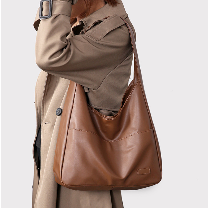 Soft Leather Bucket Tote Bag