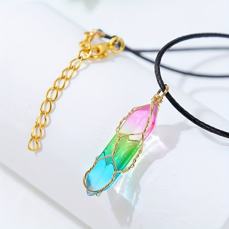 Geometric Crystal Pendant Necklace