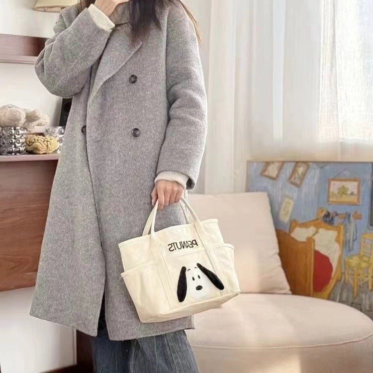 Cartoon Embroidery Snoopy Canvas Tote Bag
