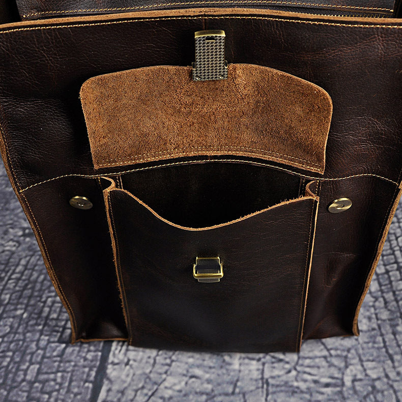 Genuine Leather Retro Laptop Backpack