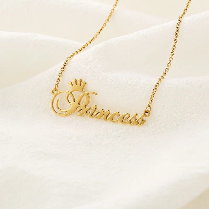 Titanium Steel Princess Crown Pendant Necklace