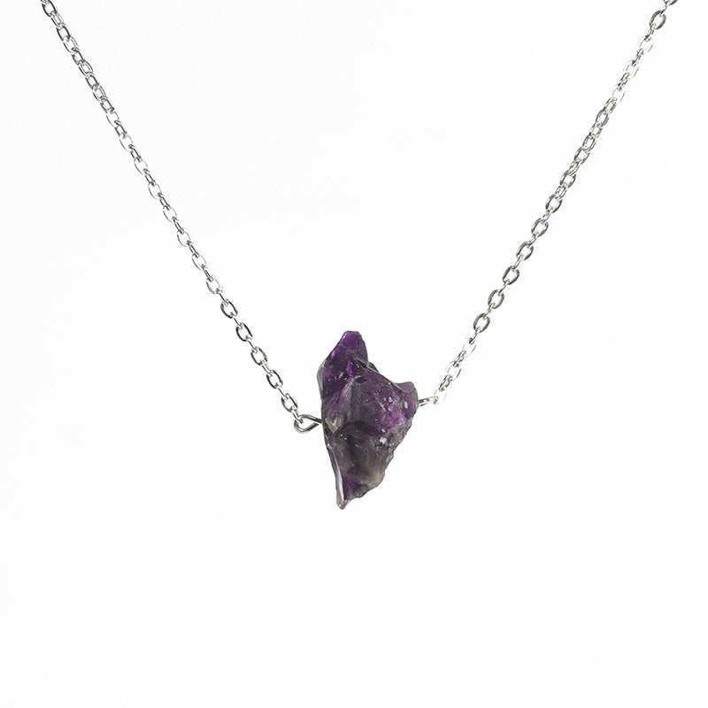 Raw Crystal Stone Necklace with Gold Chain