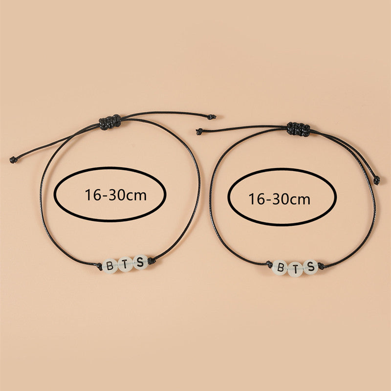 Adjustable Luminous Letter Bracelet Set