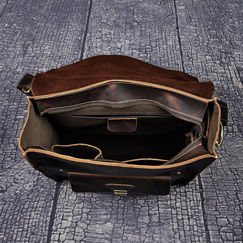 Genuine Leather Retro Laptop Backpack