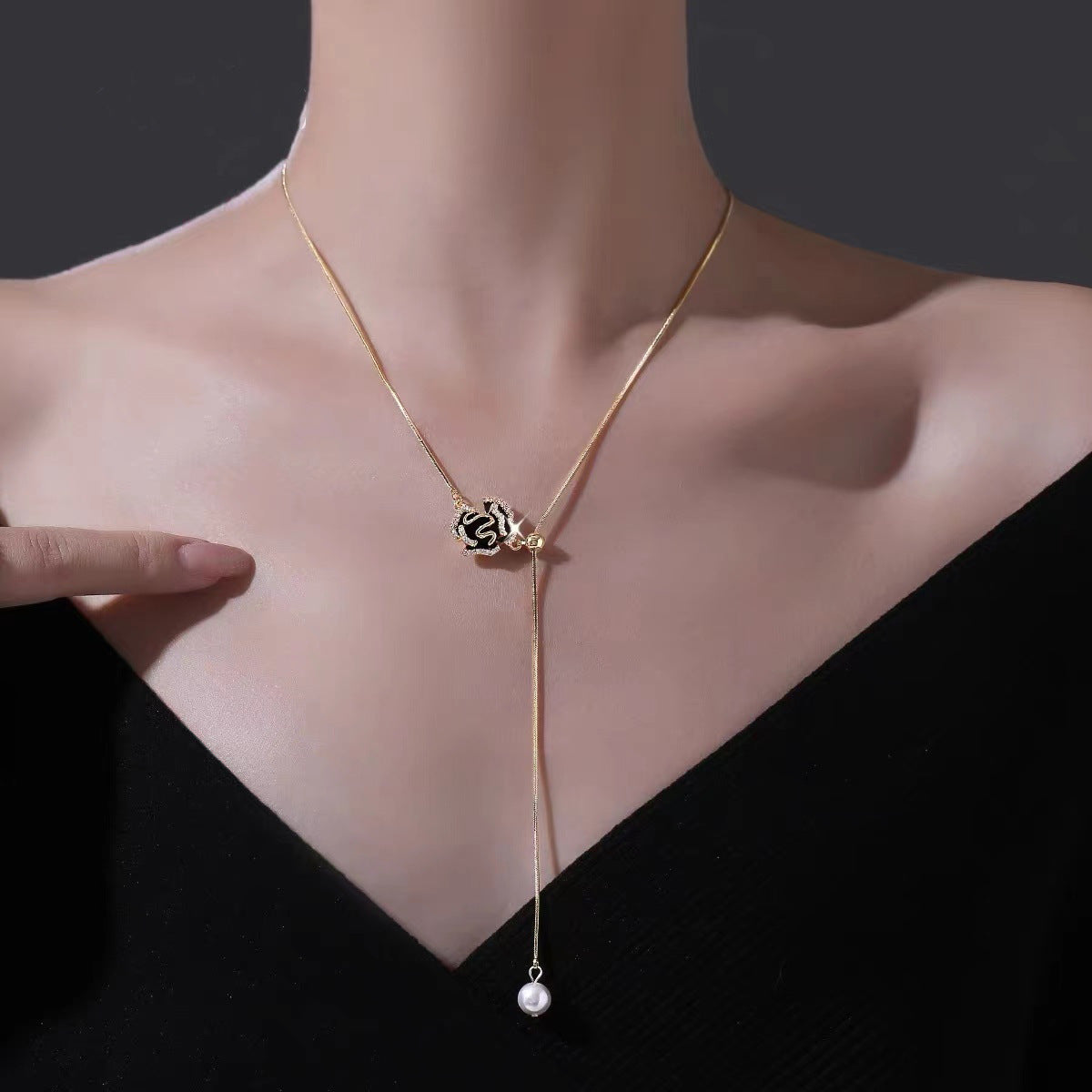 Minimalist Rose Flower Titanium Steel Necklace