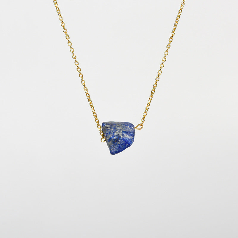 Raw Crystal Stone Necklace with Gold Chain