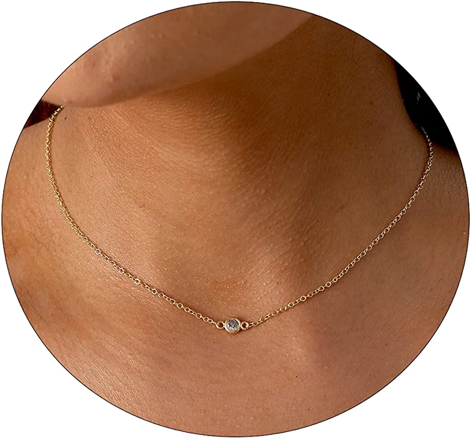 Gold Cross Chain Zircon Pendant Necklace