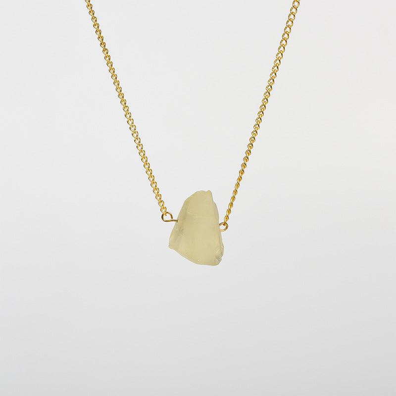 Raw Crystal Stone Necklace with Gold Chain