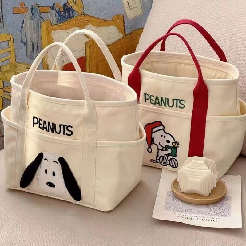 Cartoon Embroidery Snoopy Canvas Tote Bag