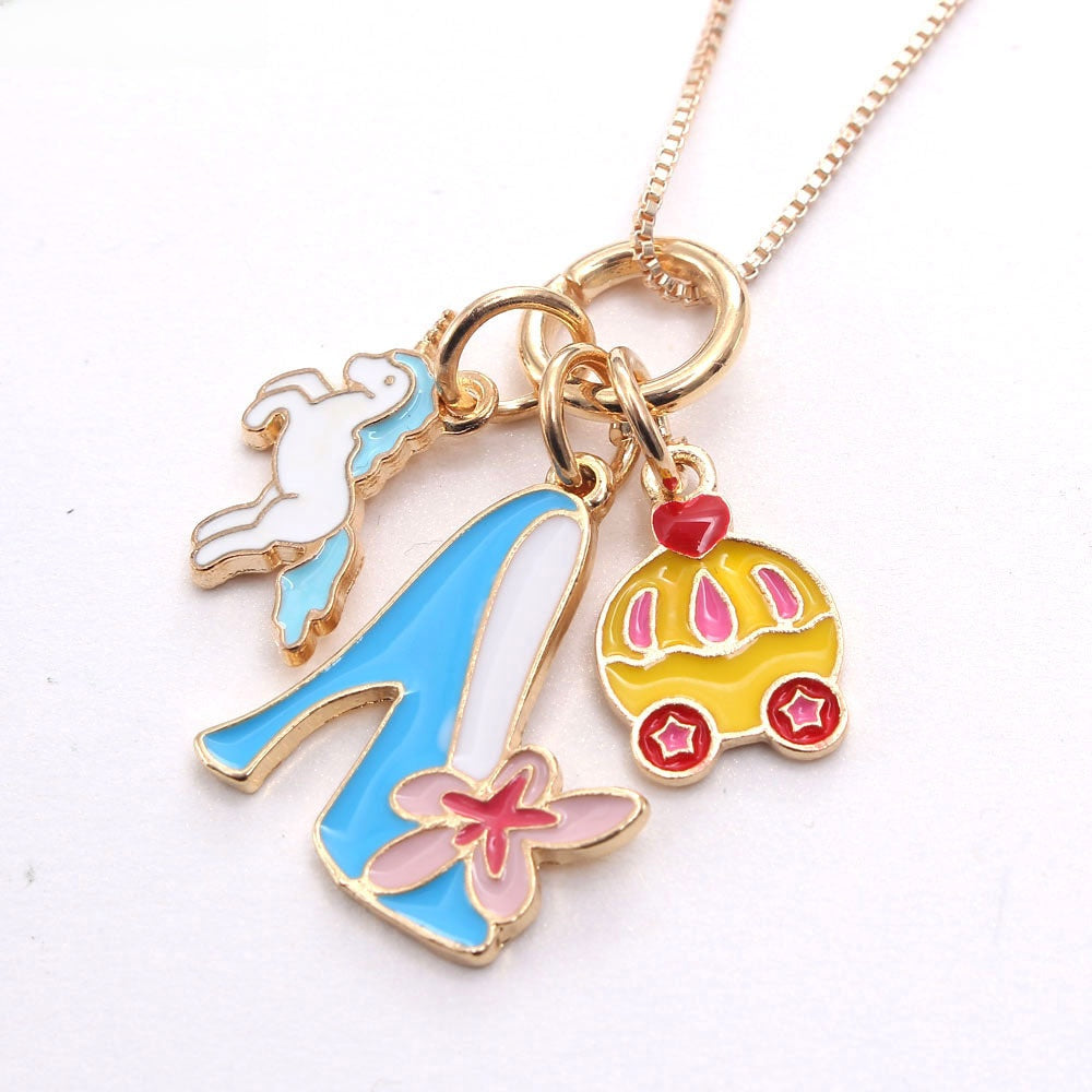 Childrens Princess Pendant Necklace with Chain