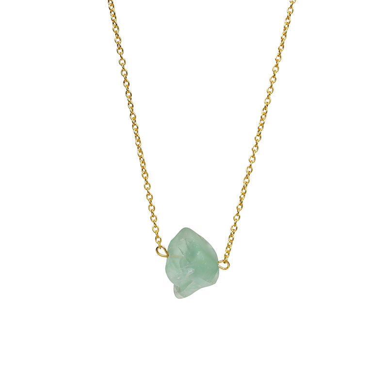 Raw Crystal Stone Necklace with Gold Chain