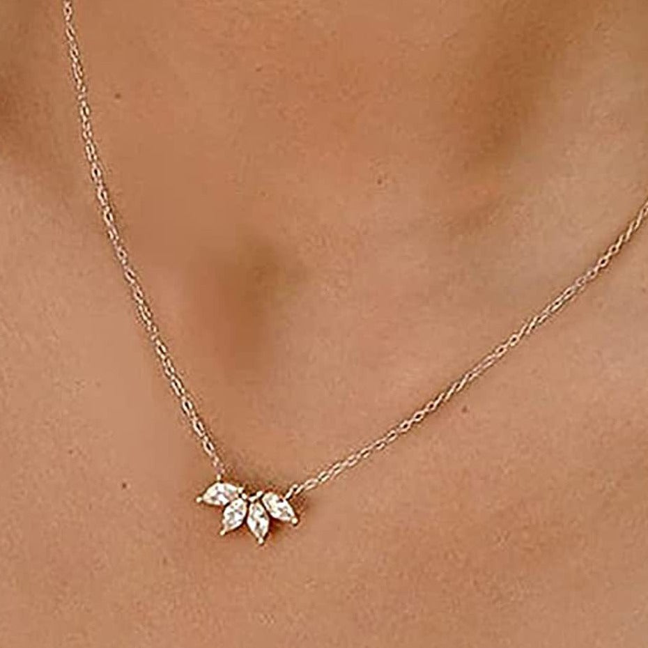 Gold Cross Chain Zircon Pendant Necklace
