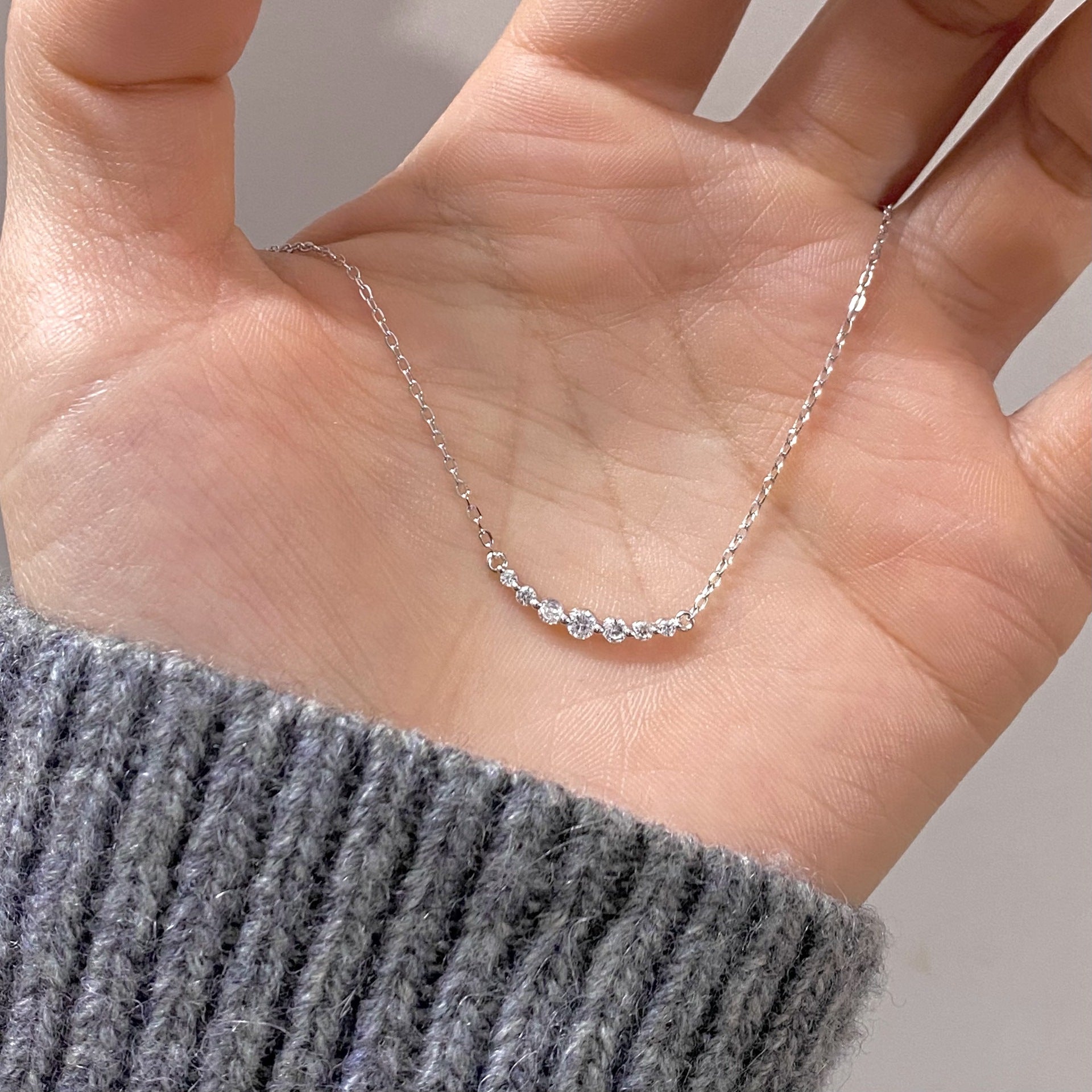 S925 Silver Smile Diamond Necklace