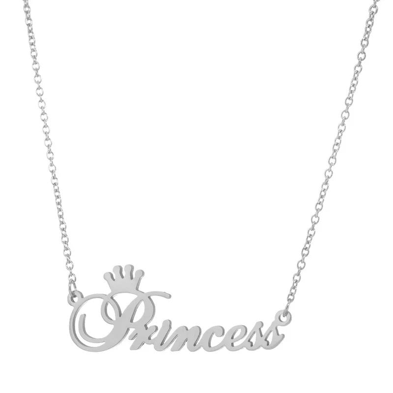 Titanium Steel Princess Crown Pendant Necklace