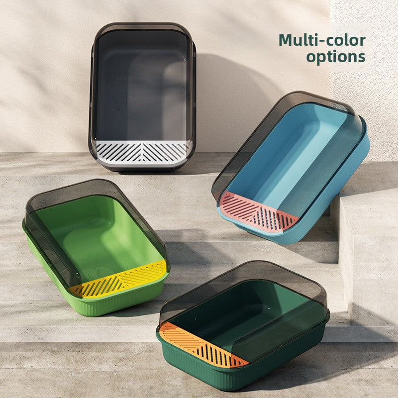 Semi-Enclosed Top Entry Cat Litter Box