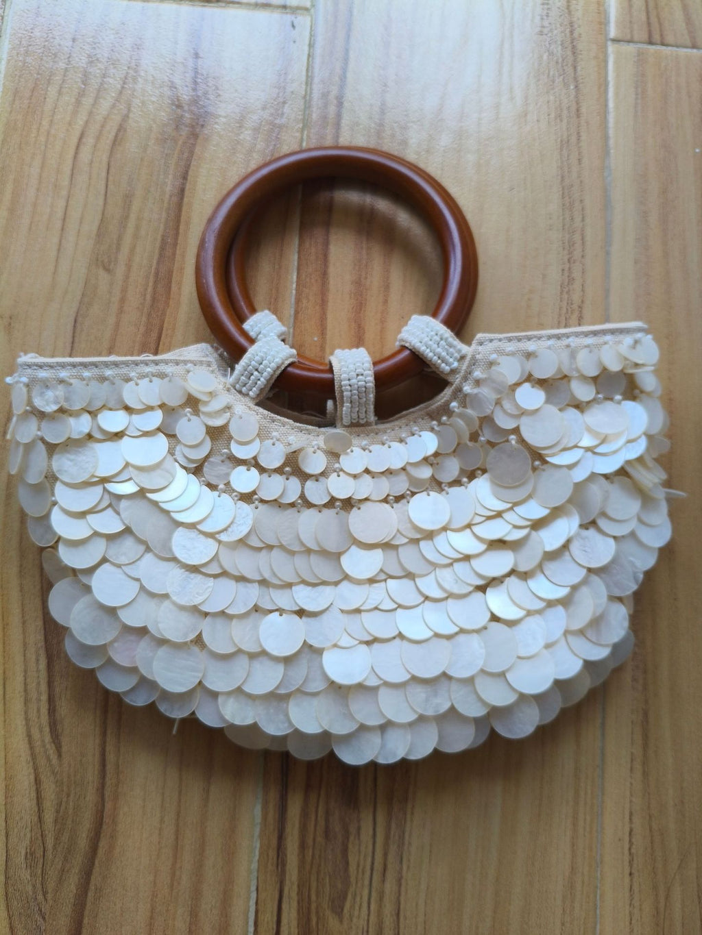 Handmade Shell Handbag Women Vertical Square Bag