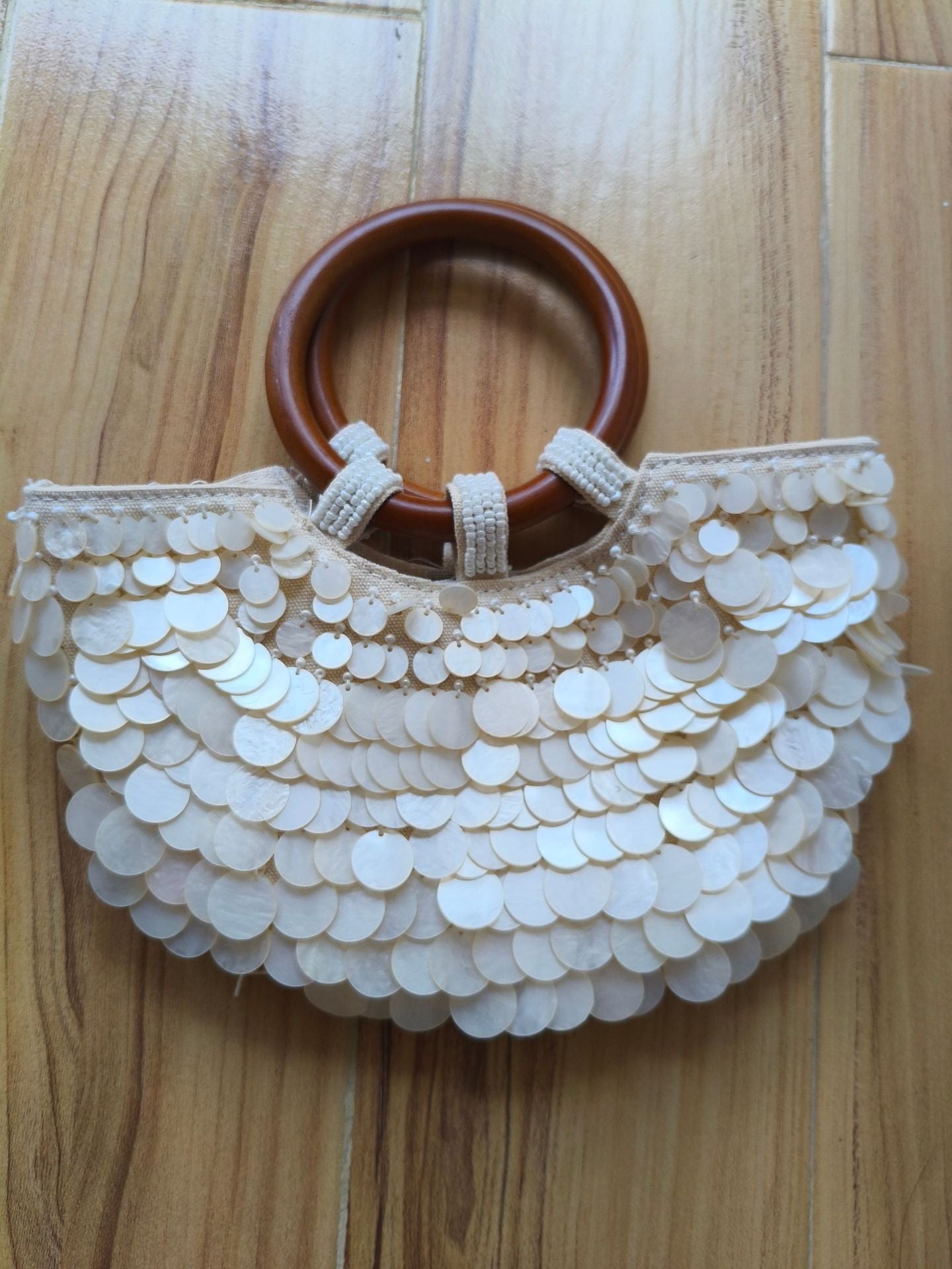 Handmade Shell Handbag Women Vertical Square Bag
