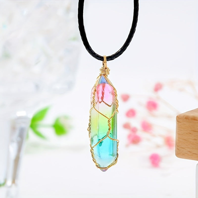 Geometric Crystal Pendant Necklace